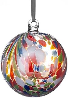 Sienna Glass 10 cm Friendship Ball, Feather Design - Parrot