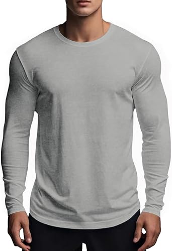 Muscle Killer Mens Gym Workout Long Sleeve T Shirt Lightweight Dry Fit Moisture Wicking Active Shirts Running Fitness Tee