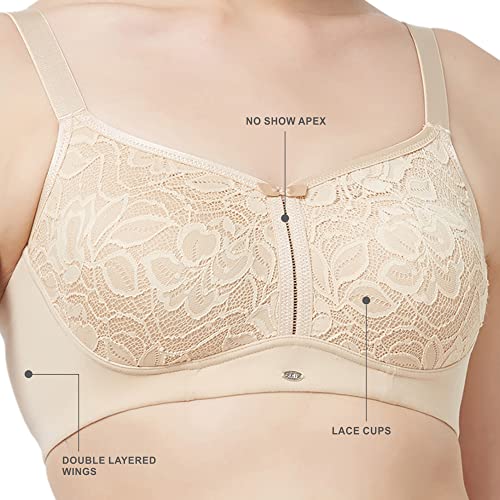 Image of SOIE Women Non Padded Non-Wired Full Coverage Minimizer Lace Bra