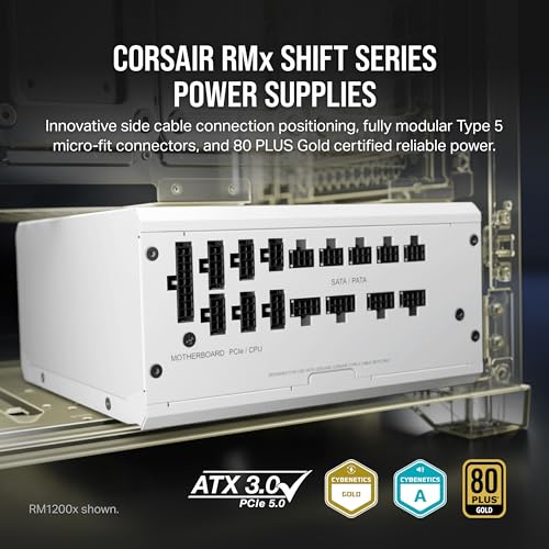 Image of CORSAIR RM850x Shift Fully Modular ATX Power Supply - 80 Plus Gold - ATX 3.1 - PCIe 5.1 - Zero RPM - Modular Side Interface - White (Pack of 2)