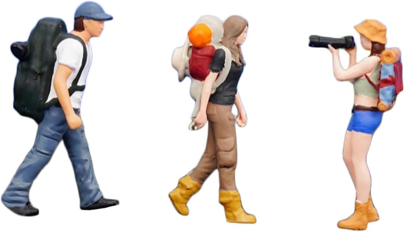 Menolana 1:64 Miniature Figures Micro Landscape Decor Hiking Tiny Small Decorative Layout Props Collectibles Miniature Scene Figurines, 3pcs
