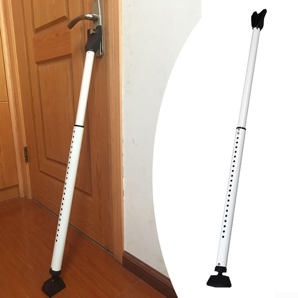 HpLive Barra de seguridad para puertas, tope de puerta ajustable, 74-114 cm, de hierro y polipropileno, para casa y viajes