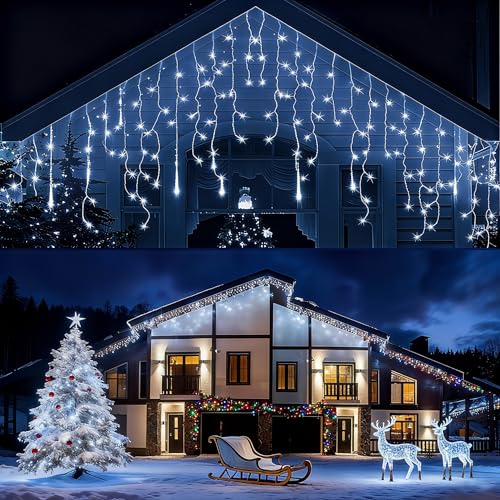 32.8ft 400 LED Icicle String Lights, 8 Modes Waterproof Icicle