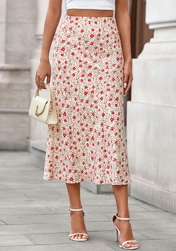 Image of BTFBM Satin Skirts for Women Trendy 2026 Summer Fall | High Waisted A-Line Leopard Print,Floral Print, Business Casual,Cocktail,Wedding Guest,Long Silk Midi Skirt