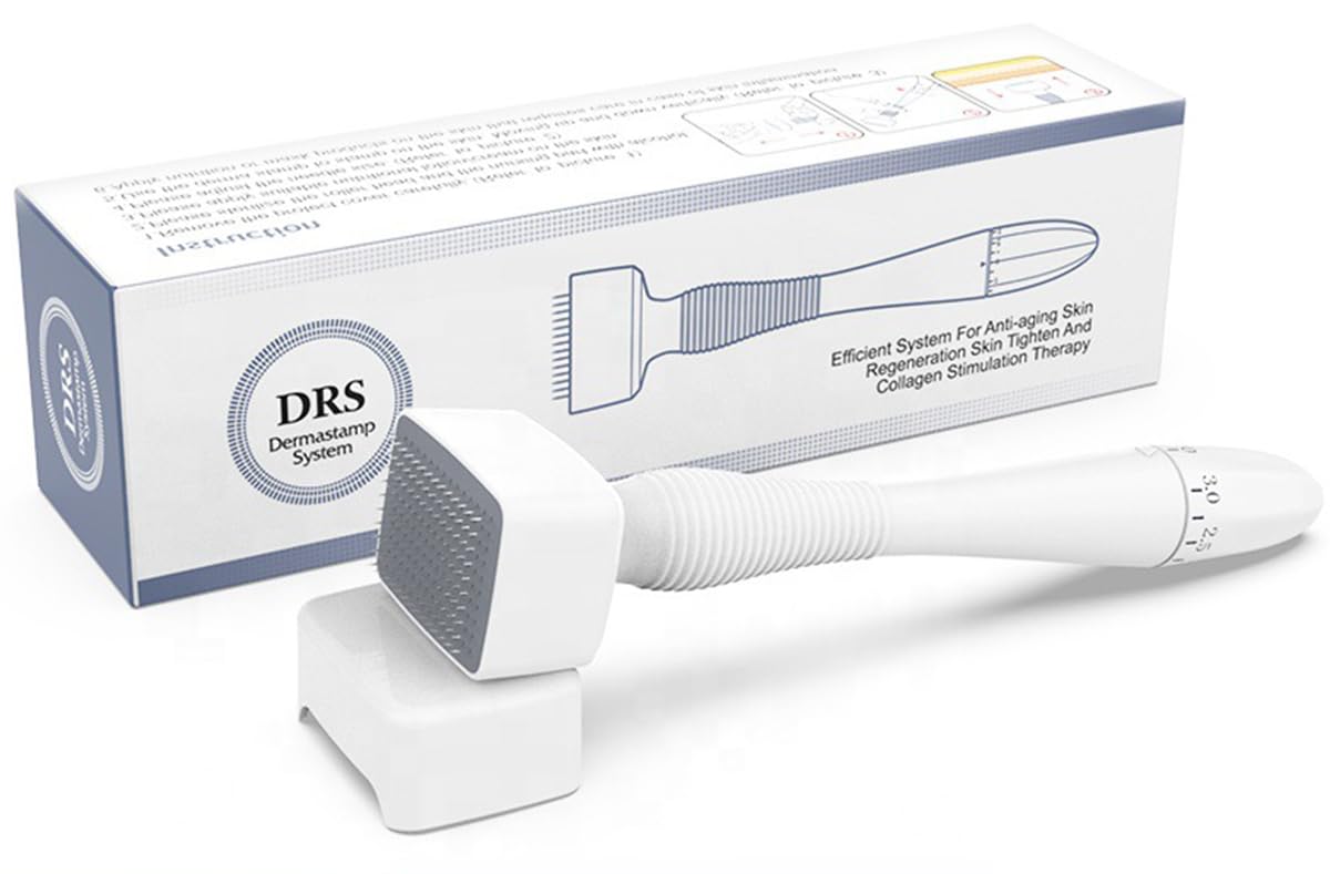 ECVVAdjustable Microneedling Derma Stamp: 140 Titanium Microneedle Pen for Skin, Hair & Beard Care, Skin Care Tool for Women Men Home Use