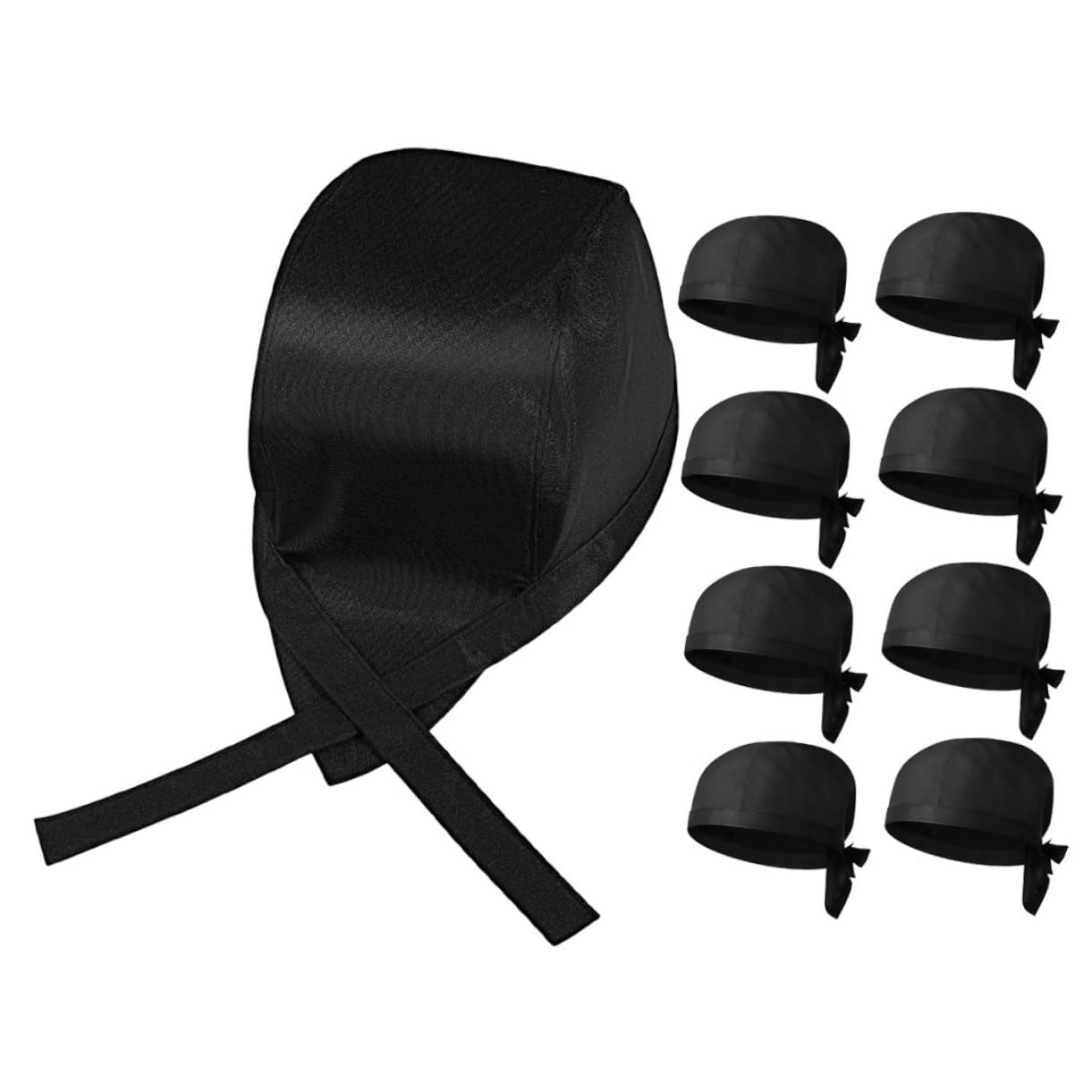 Gorro de Cocina de Algodón Negro 9 Piezas para Restaurante