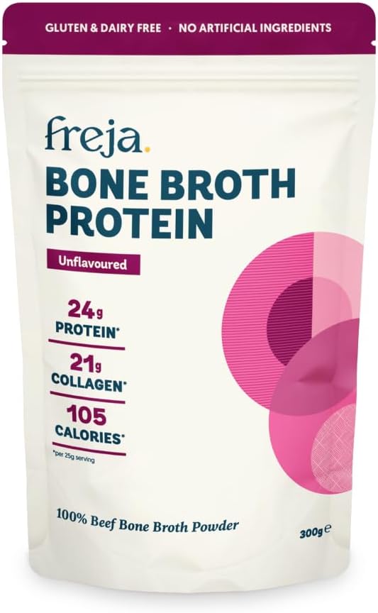 Freja Bone Broth Powder | 100% Natural Collagen & Protein Powder | Pure Beef, Grass-Fed | Amino Acids & Minerals | Nutrition for Healthy Gut, Skin, Hair & Nails | 300g (15 Servings)