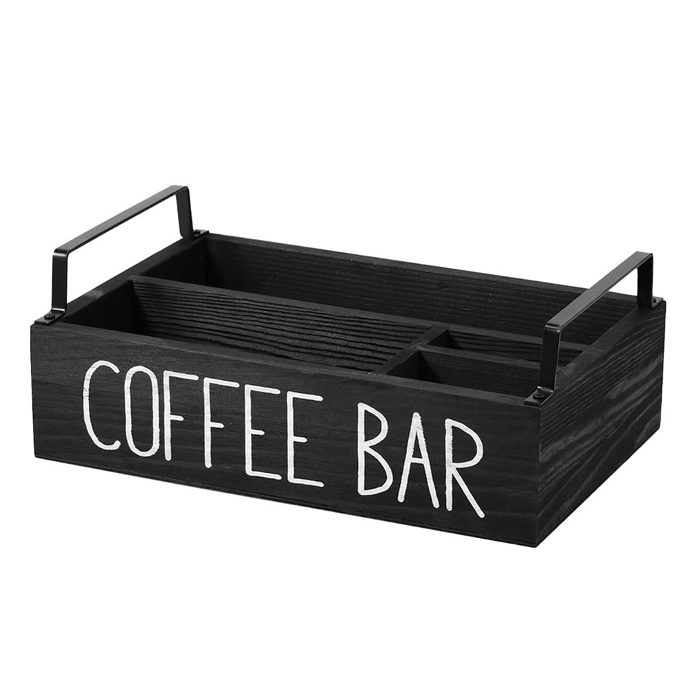 CTRLZS Wooden Coffee Station Organizer- Coffee Bar Accessories, Coffee Pods Holder, Storage Basket for Home Coffee Bar A