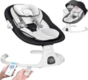 Electric Baby Swings for Infants to Toddler Baby Swing with 5-Speed 3-Seat Positions 5-Point Carabiner&comma;with Bluetooth Music 10-Preset Melodies &lpar;Black White&rpar;
