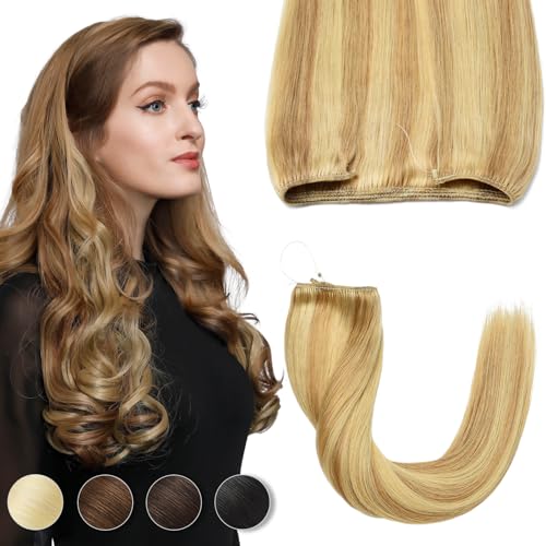 Yamel Invisible Wire Hair Extension Human Hair Highlight 16 Inch Fish Line 1 Piece Real Remy Secret Hair Extensions