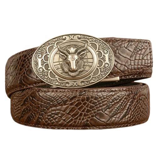 Ceinture à cliquet pour homme boucle automatique argentée mouton