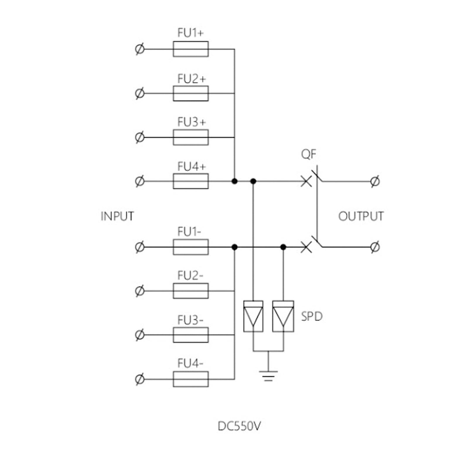 Oumefar Scatola Combinatrice Fotovoltaica Impermeabile IP65 con Fusibile CC e Interruttore per Sistemi di Energia Solare Materiale PVC Configurazione 4 in 1 Uscita