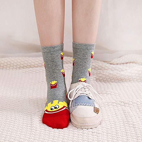 Putuo Calzini Donna Divertenti In Cotone: Calze Divertenti Fantasia Eleganti Donna Calzini Animali Cani 5 Paia, Motivo Di Cibo, 37-43 - 5