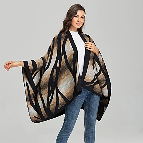 Bakerdani Women's Winter Wrap Blanket Poncho Cape Shawl Cardigans3
