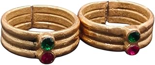 Five metal Gold Plated Traditional Stone Toe Rings for Women, Panchaloha/impon toe ring-picture-32