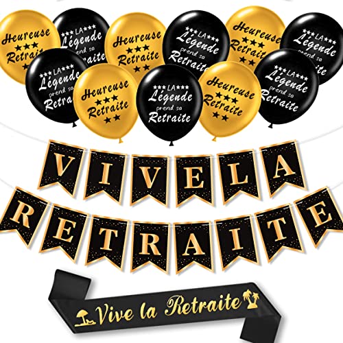 Décoration Retraite, Ballon Retraite, Vive La Retraite Bannière Pré-assemblage, Banderole Retraite, Vive La Retraite Deco, Retraite Fete, Echarpe Retraite pour Retraite Decoration
