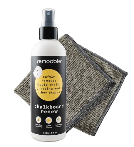 Remooble Non-toxic Chalkboard Cleaner & Microfiber Cleaning Cloth, 8 oz.