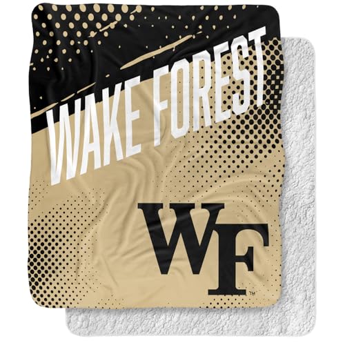 LOGOVISION Wake Forest University Fan Zone Silky Touch Sherpa Back Super Soft Throw Blanket 50"x60"