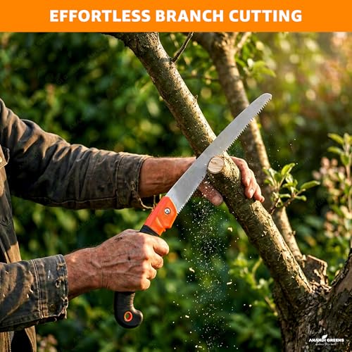 Image of Foldable Pruning Saw for Trees 40 cm Folding Hand Saw with Safety Lock Branch Cutting Saw for Garden, Wood, Bamboo & Tree Pruning Anti-Slip Ergonomic Handle Portable Camping Saw