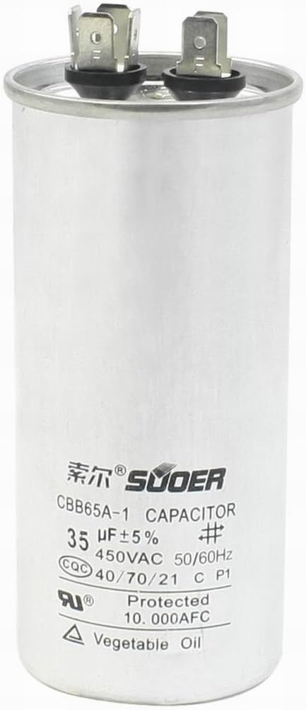cbb65a-1 Motor Capacitor Capacitance 35Uf Voltage AC 450V Frequency 50/60Hz 40/70/21 Silver Tone Capacitor