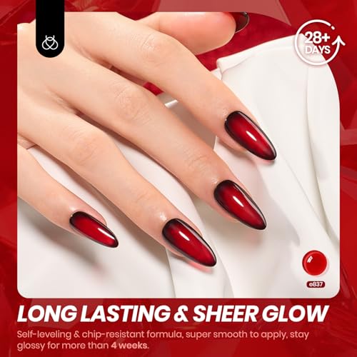 Image of Beetles Jelly Red Gel Nail Polish - 15ML Red Neutral Sheer Gel Polish Translucent Effect Soak Off UV French Nail Art Manicure Salon Gift for Women