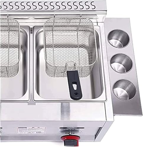 QYLTTDM Professionelle Lpg-Gas-Fritteuse, Kommerzielle Lpg-Gas-Fritteuse Auf Der Arbeitsplatte, Einstellbare Feuerkraft Und Temperaturregelung, Mit 10 L X 3 Edelstahl-Friteusenkorb Und Deckel – Bild 5