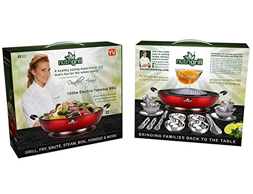 NutriGrill Organic Fast and Healthy Grills Electric Professional BBQ Cooker Grill Pan for Fresh Outdoor or Indoor Grilling with a Great Barbecue Taste Cooks Meat and Vegetables Together