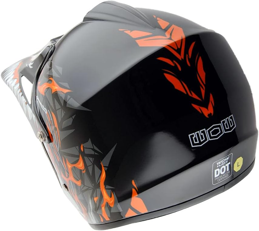 WOW Youth Kids Motocross BMX MX ATV Dirt Bike Helmet Dragon Orange