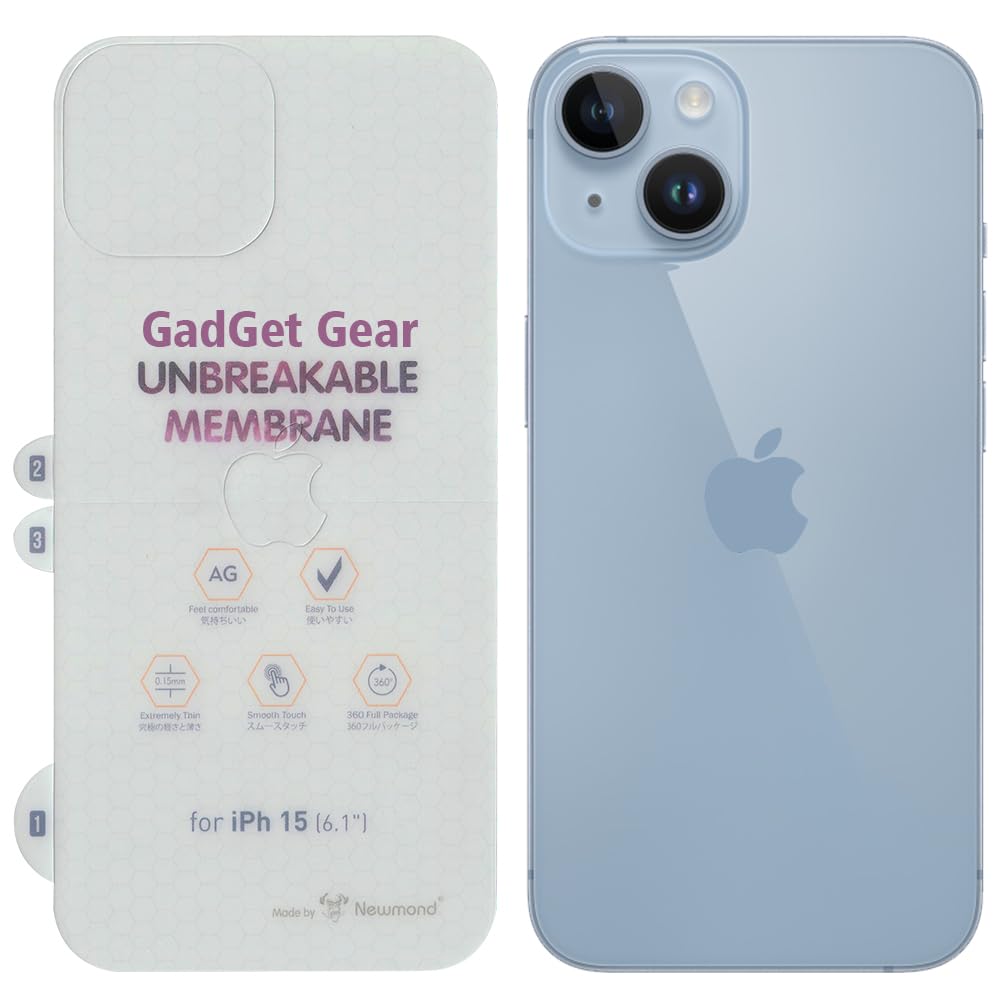GADGET GEAR iPhone 15 Matte Back Unbreakable Screen Protector Hydrogel Membrane With Edge to Edge Coverage and Easy Installation… (Matte, Only Back) (B0CJ5498D8) Amazon Price History, Amazon Price Tracker