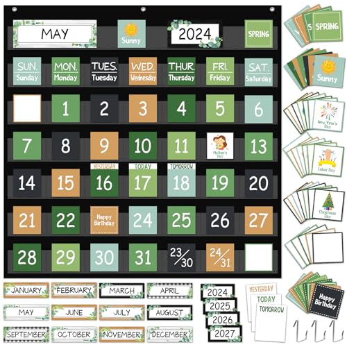 Qoubai120pcsclassroomcalendarpocketchartfarmhousecalendarbulletinboardsetclassroomdecorationgreenerycalendarseasonsweatherchartforclassroomdecorationbacktoschoolsupplies  Urban Country Home Decor Qoubai 120pcs classroom calendar pocket chart farmhouse calendar bulletin board set classroom decoration greenery calendar seasons weather chart for classroom decoration back to school supplies  urban country home decor