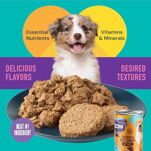 Image of A Strong Heart Puppy Wet Dog Food, Chicken & Beef Dinner - 13.2 oz Cans (Pack of 12), Complete & Balanced Puppy Formula, Made in USA