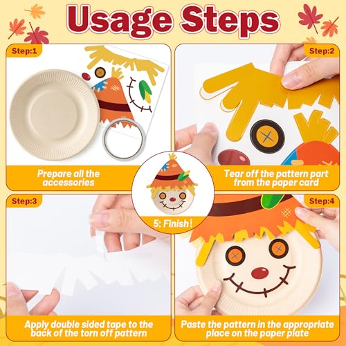 WATINC DIY Fall Scarecrow Thanksgiving Paper Plate Art Kits（18Pcs） - image 3