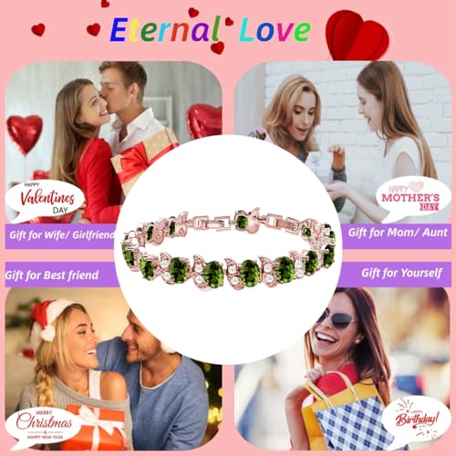 Image of LMXXVJ Fashion Tennis Bracelet Created Emerald White Gold Plated Charm Bracelet Gifts Jewelry for Women