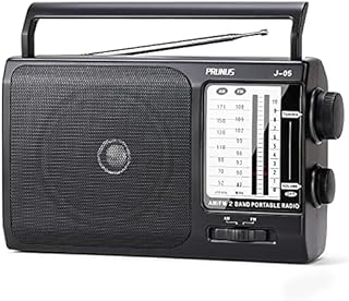 PRUNUS J-05 Portable Radio Battery, AM FM Transistor Radio with Excellent Reception, Battery Operated by 3x D Cell Batteries or AC Power for Household and Outdoor