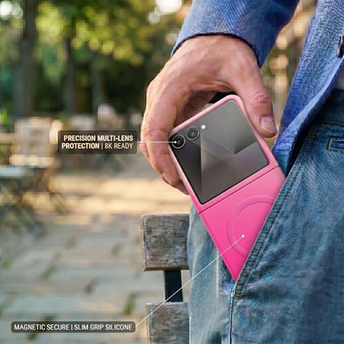 Image of amazon basics Gradient Mag-Safe Case for Samsung Galaxy Z Flip 7 5G | Soft Silicone Shockproof Cover with Camera Protection | Slim Lightweight Design | Smooth Touch & Durable - Light and Dark Pink