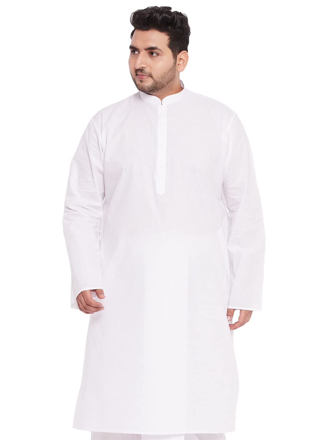 Men's Cotton Kurta || Plus Size Classic White Cotton Kurta || Elegant For Holi & EID Celebration