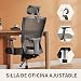Silla de oficina Silla Ergonómica, Silla de Escritorio Con Reposacabezas y Apoyabrazos...