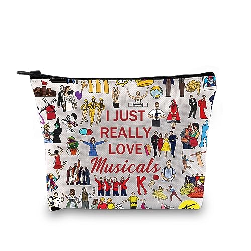 PYOUL Theatre Musical Lover Gift I Just Really Love Musicals Makeup Bag Broadway Fan Cosmetic Bag Broadway Merchandise (Really Love Musicals B)