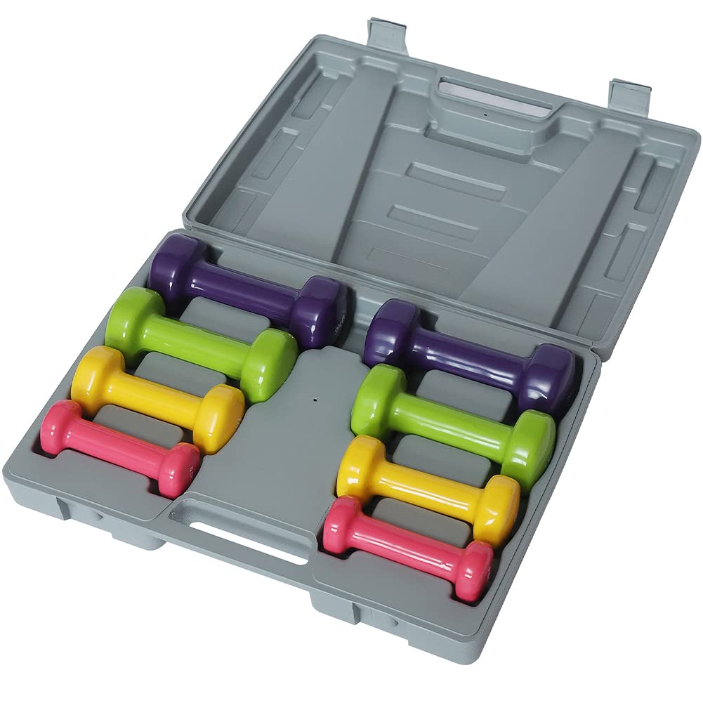 Set 8 Manubri BAKAJI Con Valigetta - 0.5kg, 1kg, 1.5kg, 2kg, Rivestimento Gomma Antiscivolo - Foto 14