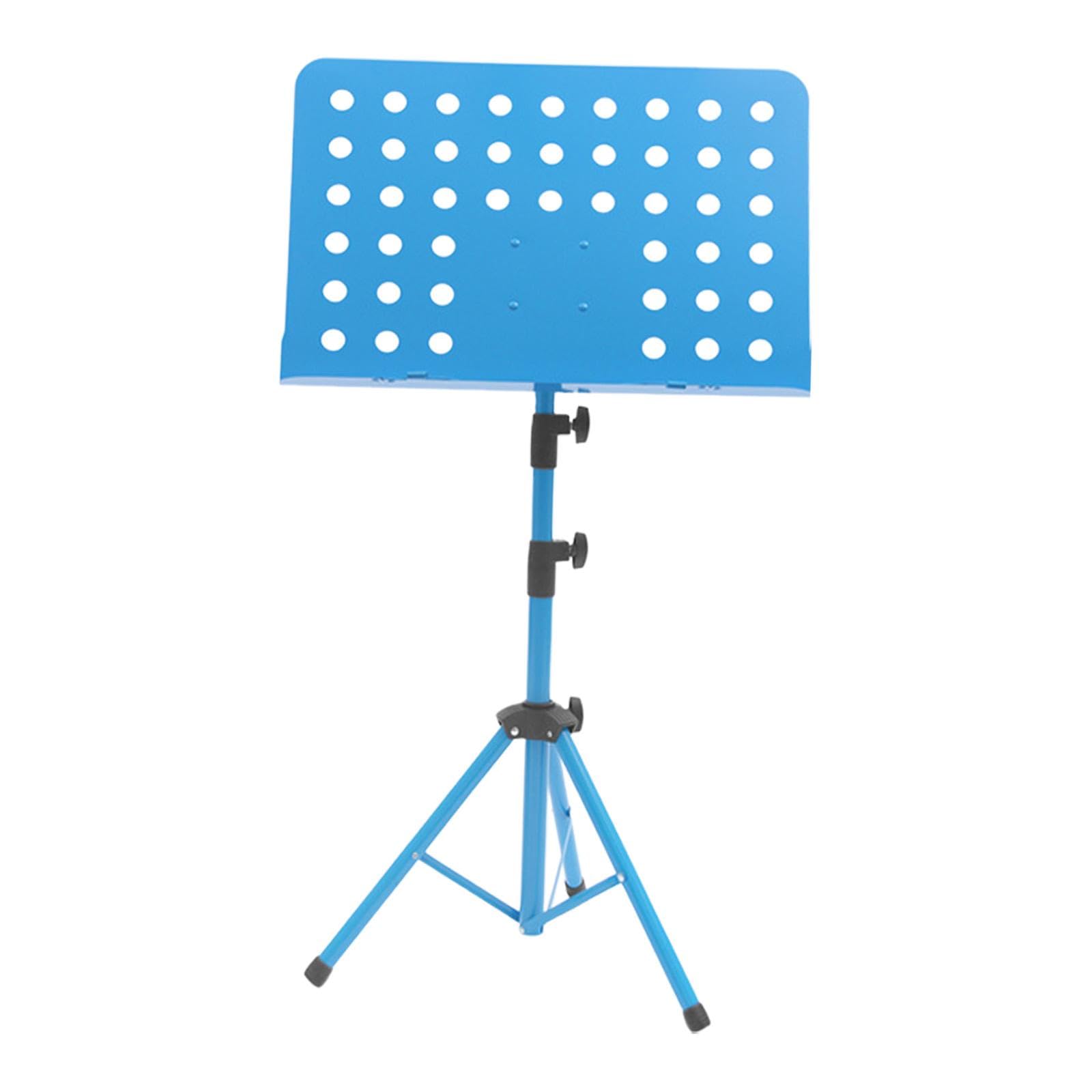 per spartiti, robusto, stabile, regolabile in altezza, pieghevole, per musicisti da viaggio, esibizioni strumentali, palco, principianti, Blu