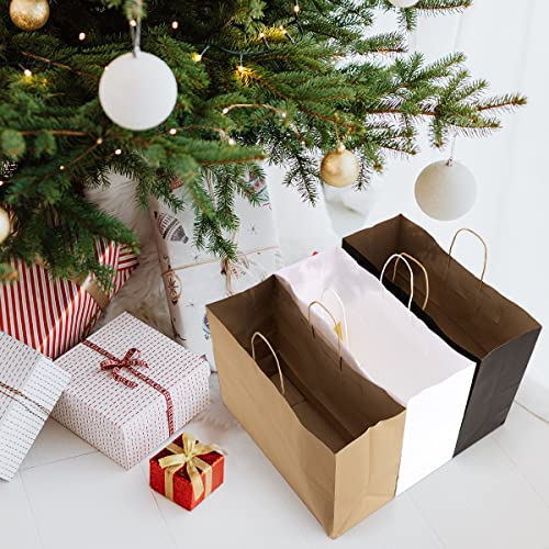 Poever 16X6X12 Kraft Paper Bags With Handles 50 Pcs Bulk, Large Shopping Bags Black Gift Bags Tote Bags Recyclable For Small Business Retail Grocery Merchandise #TOP4