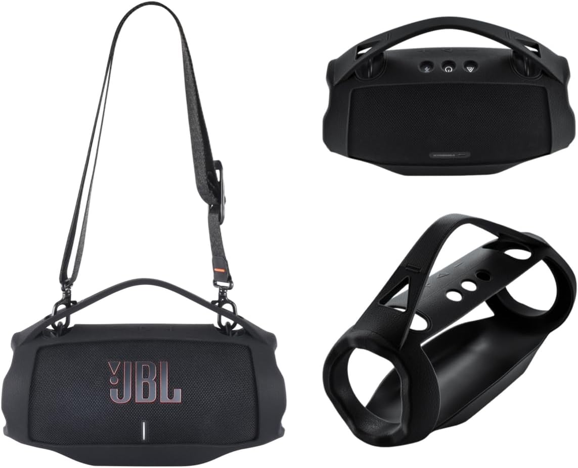 Silicone Cover Case Compatible with JBL Xtreme 4 Portable Bluetooth Speaker, Waterproof Soft Skin Silicone Protective Case for JBL Xtreme 4 Bluetooth Speaker Accessories (Black)