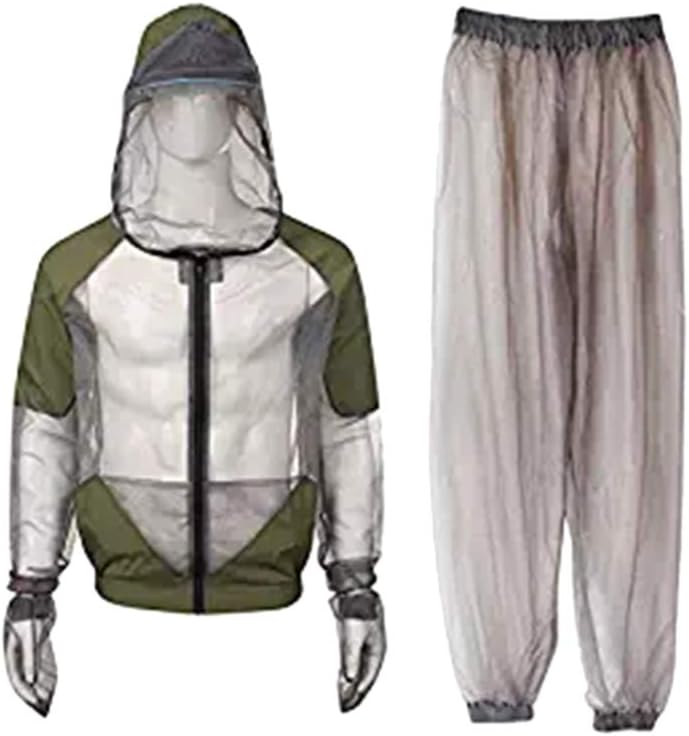BESPORTBLE Professional Outdoor Mosquito Suit, 1Set Breathable Mesh Jacket with Hood and Pants - Net Clothing Protection from Bugs, Flies, Gnats, No-See-Ums & Midges