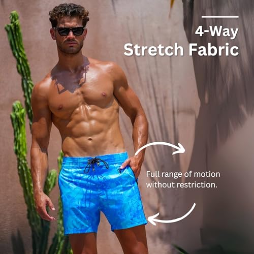 Tucann Men's Trunks 5" Compression Liner Quick Dry Zipper Pocket Chlorine Resistan 4 Way Stretch Printed Swim Shorts4