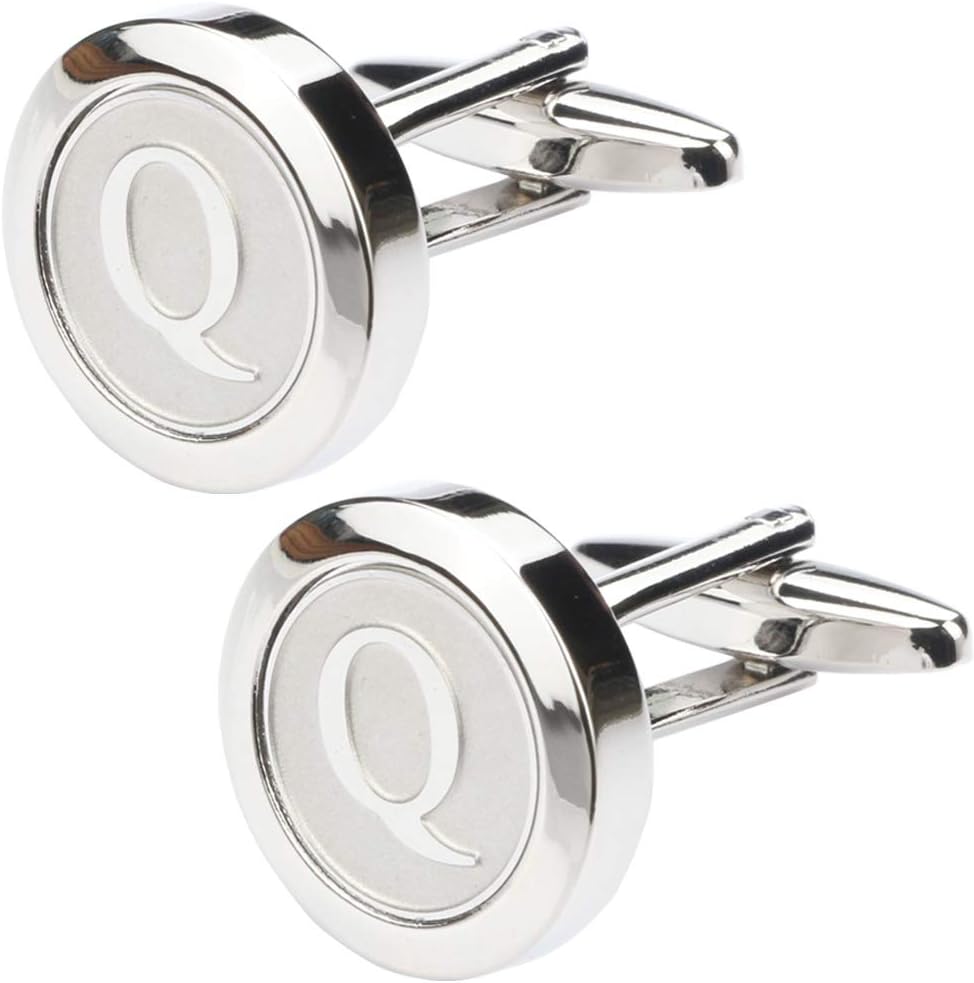 Dannyshi Mens Classic Stainless Steel Initial Cufflinks 26 Alphabet Initial Letter Cufflinks Business Wedding Shirts A-Z