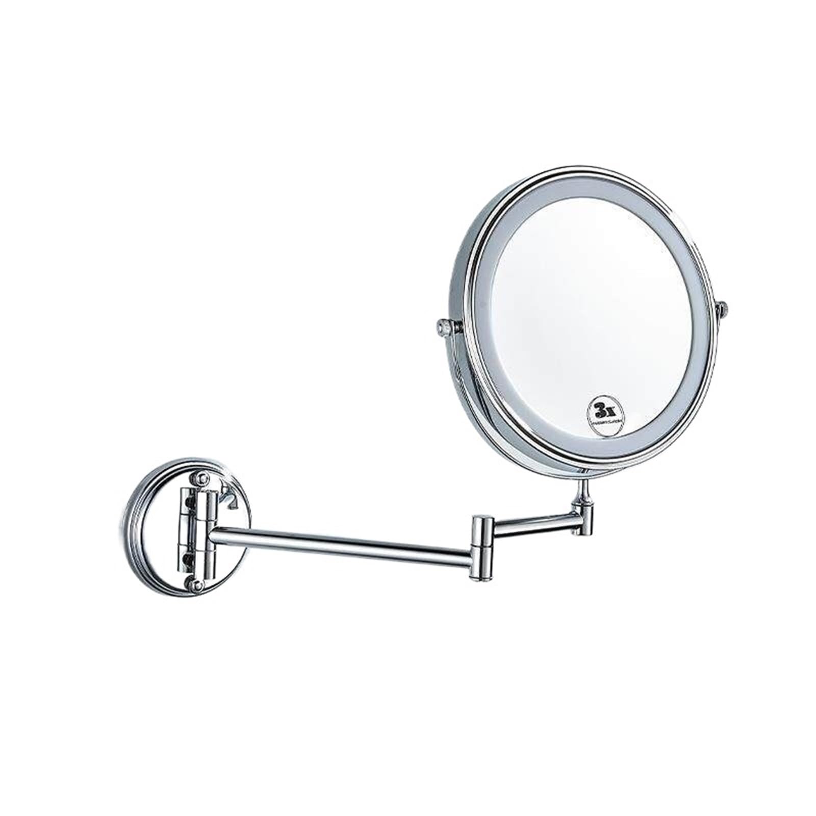 KTMBOHU All-copper Electroplated 8-inch Folding Three-color Mirror Telescopic Wall-mounted Vanity Mirror Double-sided With Light Bathroom Mirror Electroplated Cylindrical With Light Rechargeable