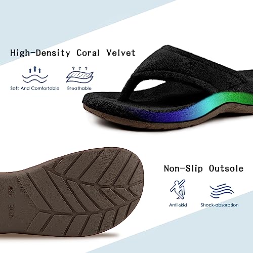 BCSTUDIO Women's Flip Flop Slippers with Arch Support Orthotic Insole Fuzzy Slides Thong Slippers for Women Indoor and Outdoor2