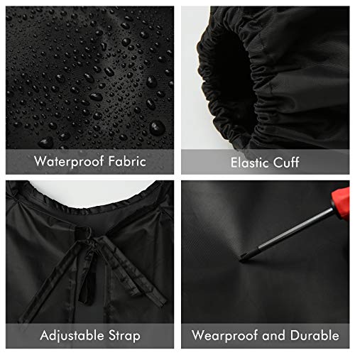 Surblue Waterproof Apron Long Sleeves, 47\" Plus Size Aprons, Heavy Duty Smock Overalls for Lab Work, Cleaning, Work Shop, Dishwashing, Dog Grooming, Black - Thumbnail 4