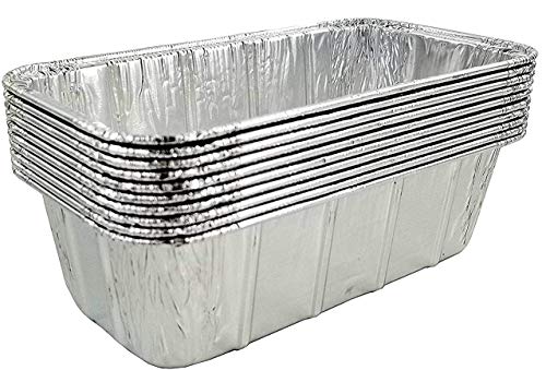 Pactogo Loaf Pans - Disposable Aluminum Foil 1 1/2 Lb. Bread Tins 8.5" X 4.5" X 2.3" (Pack Of 12) #TOP24