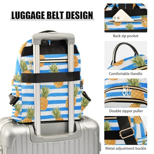 Sac à dos multifonction 35,6 cm à rayures avec compartiments et motif ananas - 4